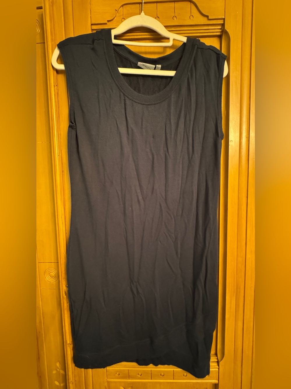 Athleta Black Modal Sleeveless Tunic Dress Small Asymmetrical Hem
